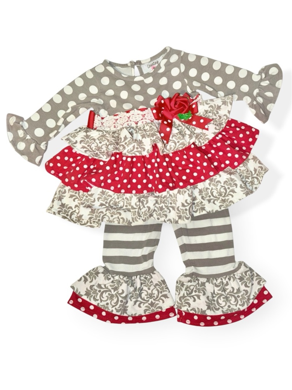 Counting Daisies Polka Dot Stripe Set 3/6m